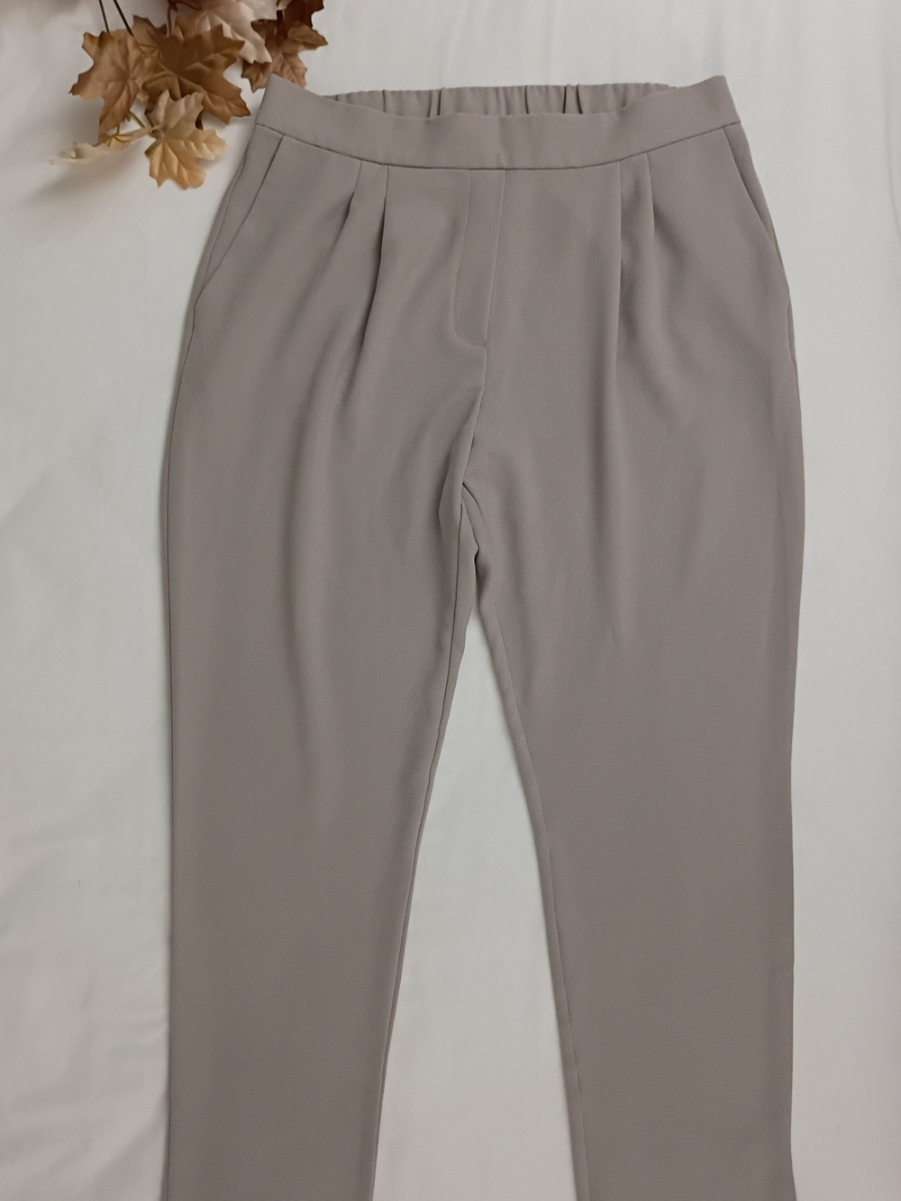 Wayf Neutral Light Taupe High-Rise Tapered Trousers
